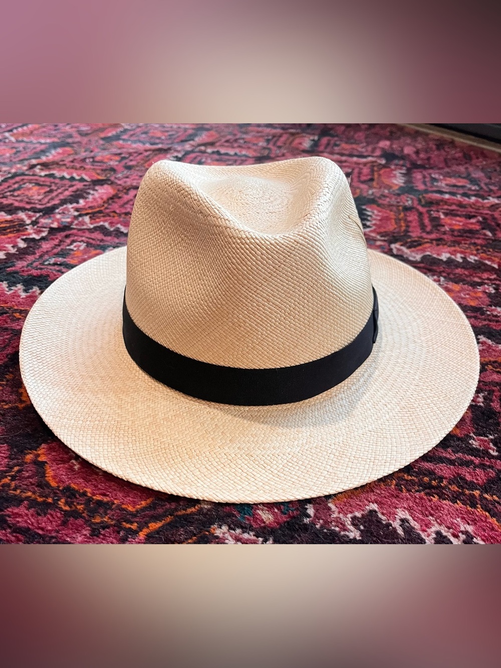 Men's Classic Panama Straw Fedora Hat with Black Band - Natural Woven in Ecuador